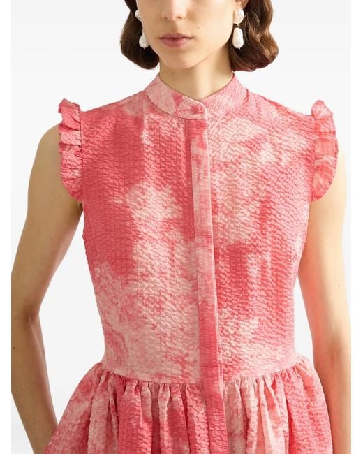 Erdem Pink Floral-Pattern Midi Dress