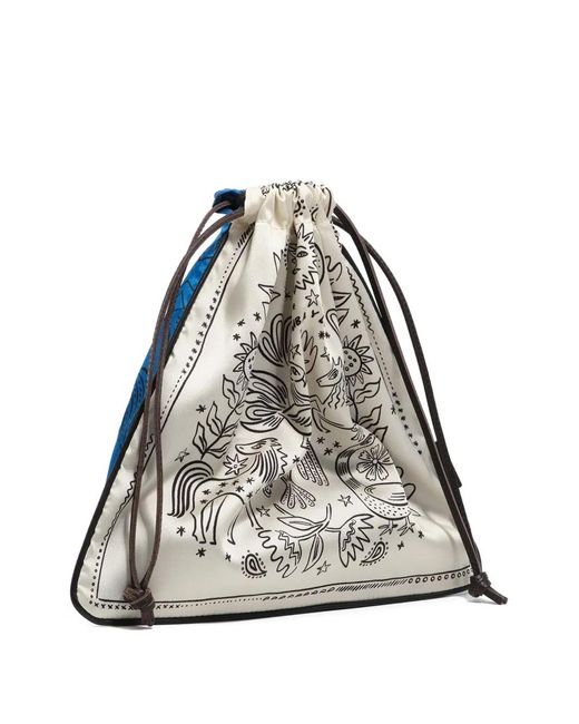 Bimba Y Lola White Drawstring Pouch Bag
