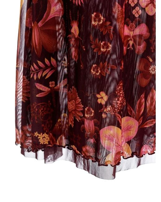 Falda larga Brace con estampado floral Agua Bendita de color Red