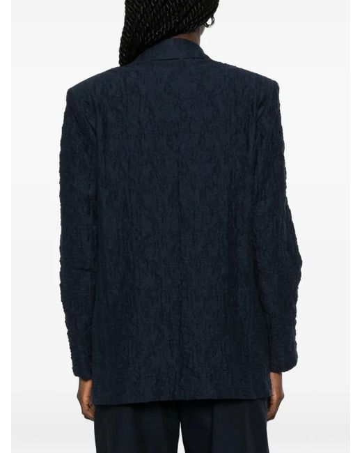 Harris Wharf London Blue Single-Breasted Textured Cotton Blazer