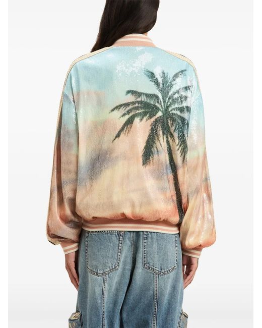 Palm Angels Blue Sunrise Palm Bomber Jacket