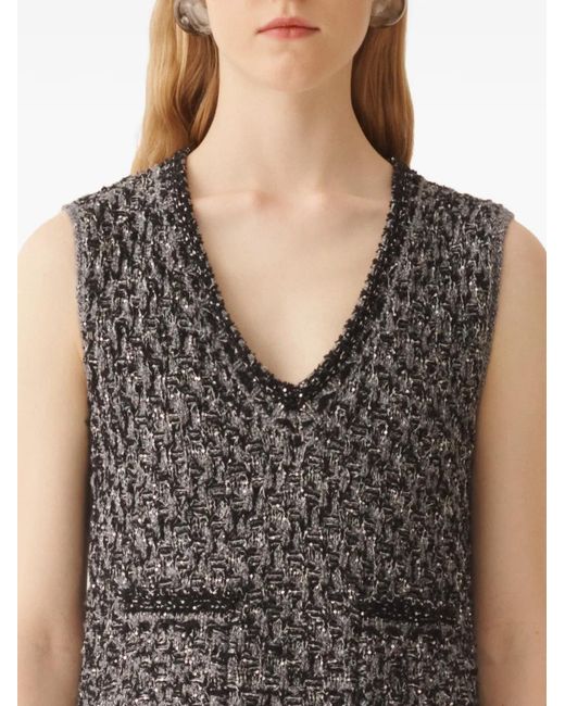 Fabiana Filippi Gray V-Neck Sleeveless Dress