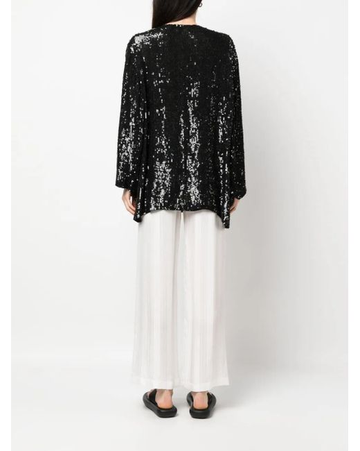 P.A.R.O.S.H. Black Long-Sleeve Sequin Blouse