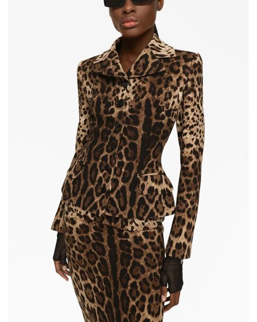 Dolce & Gabbana Brown Calf Length Leopard Skirt