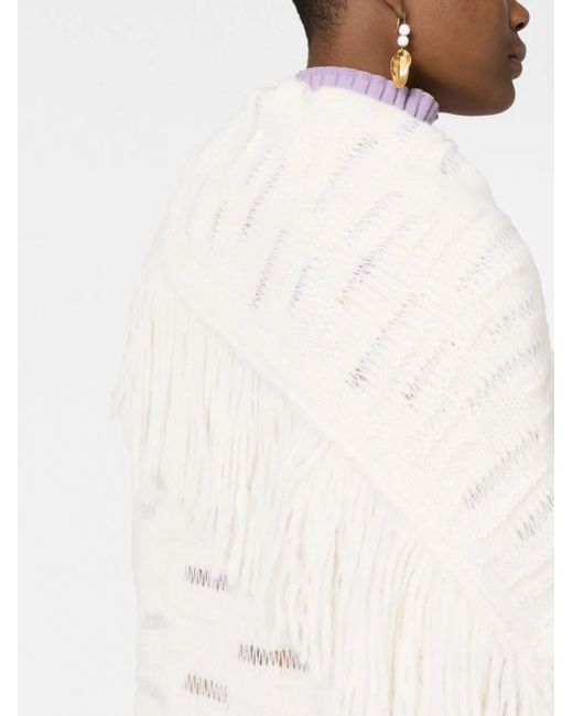 Stella McCartney White Asymmetric Fringed Cardigan