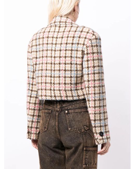 MSGM Brown Cropped Tweed Jacket