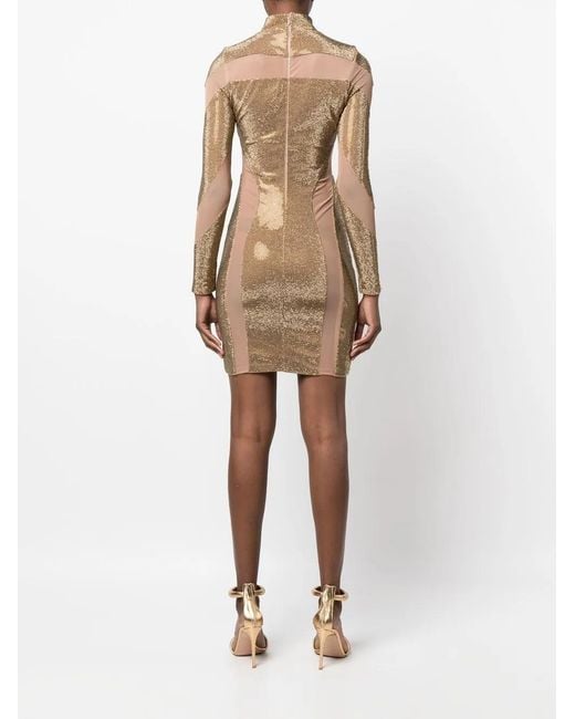 Philipp Plein Natural Crystal-Embellished Panelled Dress