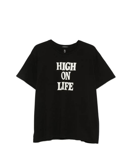 R13 Black Slogan-Print T-Shirt