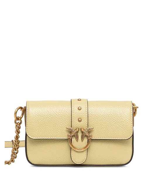 Pinko Natural Love Birds Leather Mini Crossbody Bag