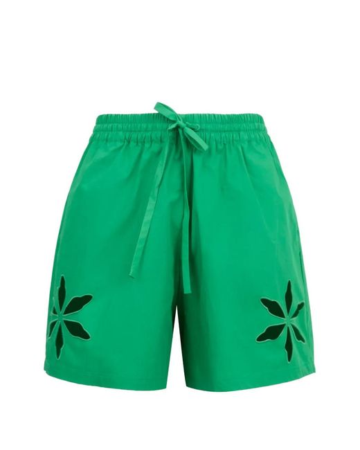 MIRA MIKATI Green Cut-Out Floral Shorts