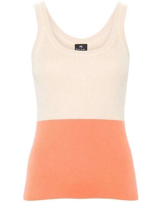 Paul Smith Natural Colourblock Ribbed Tank Top