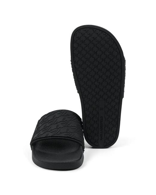 Karl Lagerfeld Black Logo-Embossed Slides