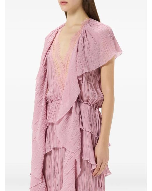 Blumarine Pink Pleated Ruffled Dress