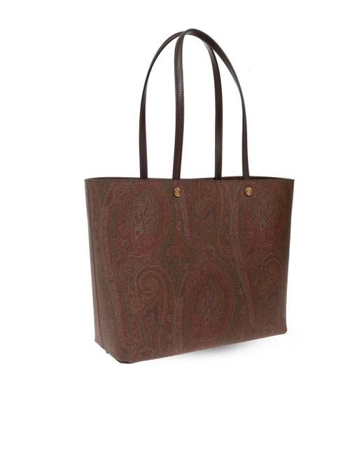 Etro Brown Großer Shopper Aus Paisley-Jacquard