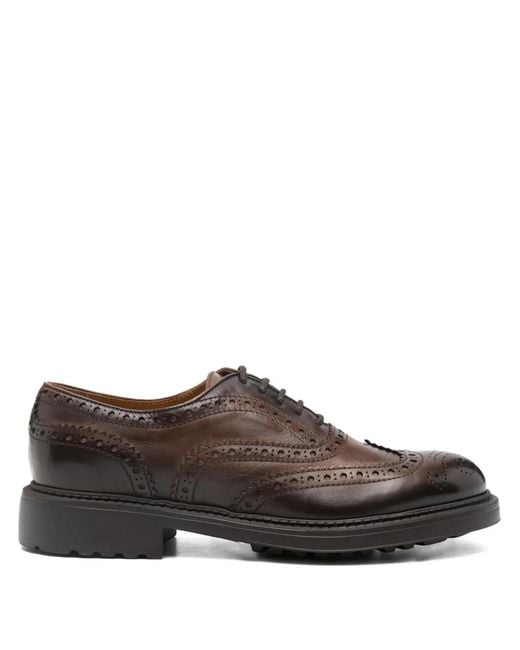 Doucal's Brown Brogue Leather Oxford Shoes for men