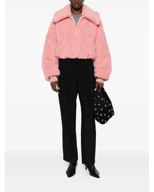 Givenchy Pink Faux-Shearling Cropped Jacket