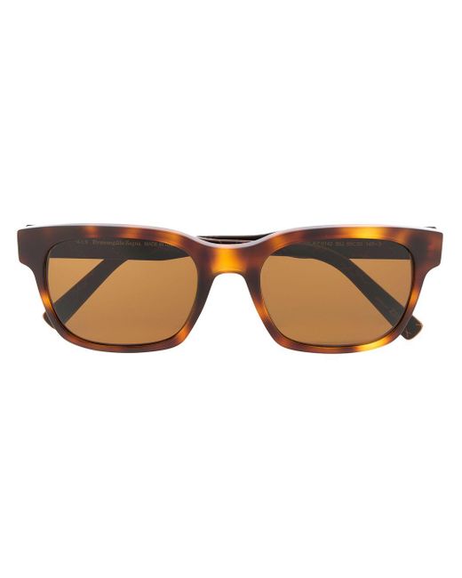 Zegna Brown Tortoiseshell Square Frame Sunglasses for men