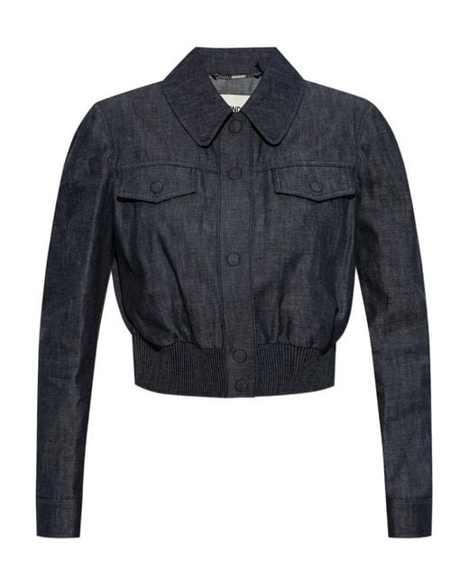 Fendi Blue Buttoned Elastic-Waist Jacket