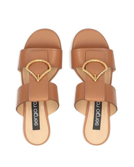 Sergio Rossi レザー フラットサンダル Brown