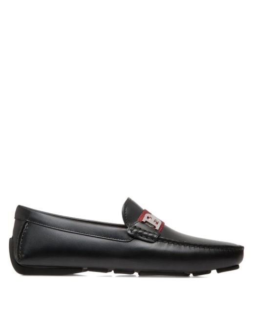 Bally Black Logo-Plaque Leather Loafers for men
