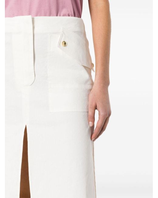 Falda midi con abertura Pinko de color White