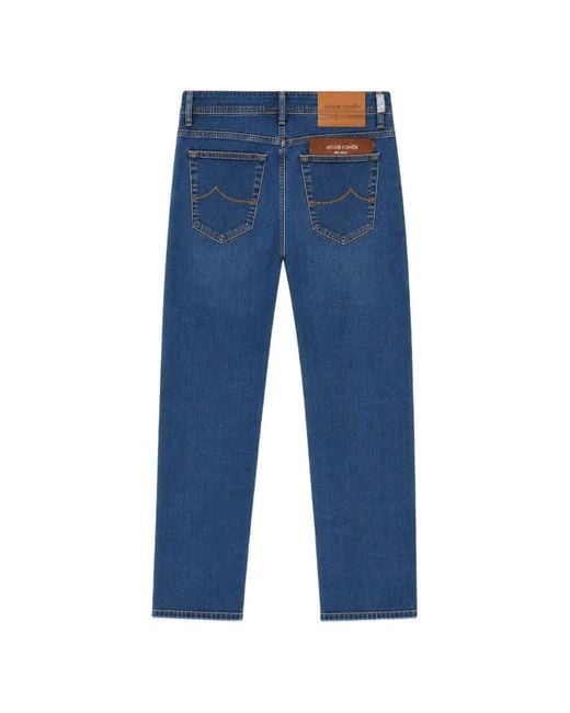 Jacob Cohen Blue Logo-Patch Embroidered Jeans for men