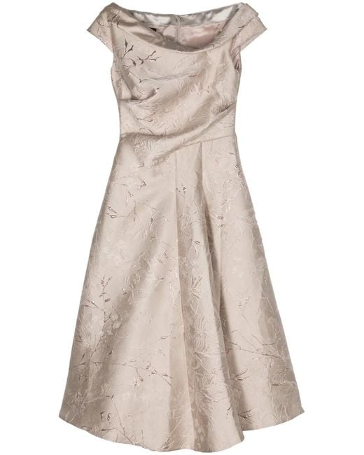 Talbot Runhof Natural Kobold2 Flared Midi Dress