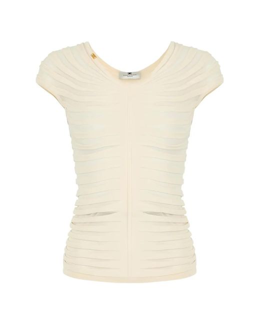 Elisabetta Franchi Natural Cotton Thread And Viscose Top