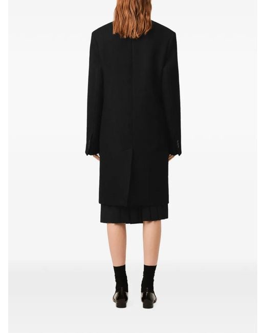 AMI Black Double-Breasted Wool Coat