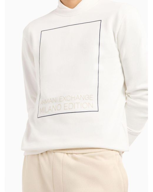 Armani Exchange White Logo-print Cotton Sweatshirt for men