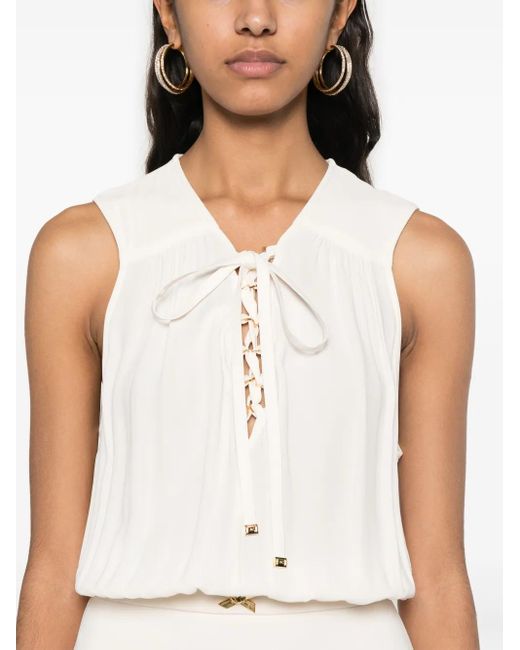 Robe Courte À Détails De Laçages Elisabetta Franchi en coloris White