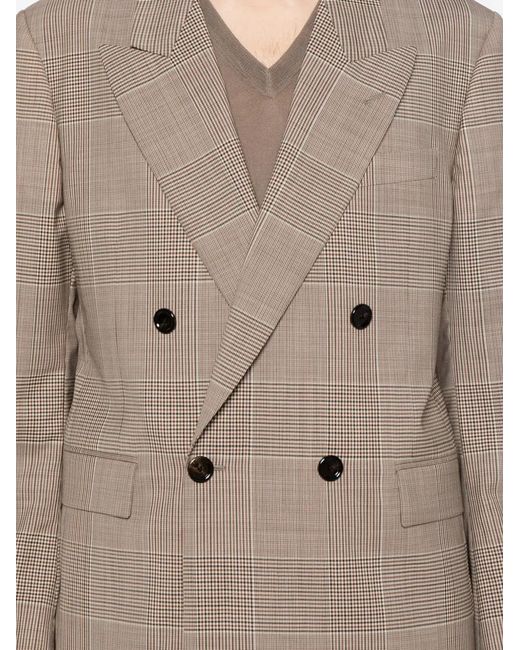 Lardini Brown Double-Breasted Check-Pattern Blazer for men