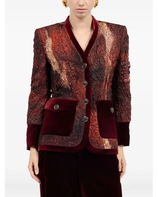 Roberto Cavalli Red Silk Fitted Jacket