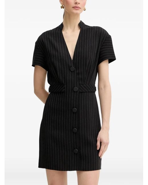 ARMANI EXCHANGE Women's Black Button Striped Mini Dress - www.ice4pros.com.br ARMANI EXCHANGE Women's Black Button Striped Mini Dress - www.ice4pros.com.br