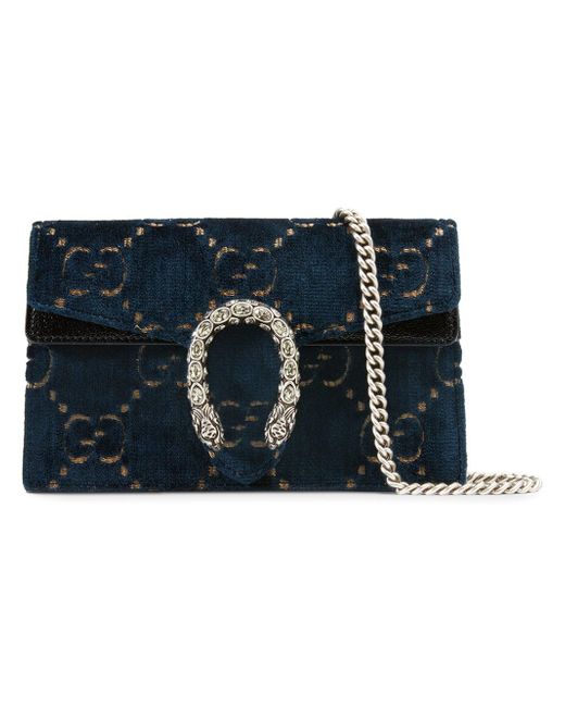 Gucci Blue Dionysus GG Velvet Super Mini Bag