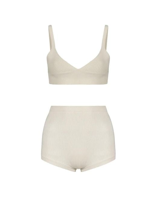 RED Valentino White Ribbed-Knit Underwear Set
