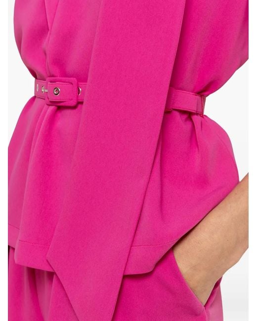 Nissa Pink Belted Scarf-Detail Top