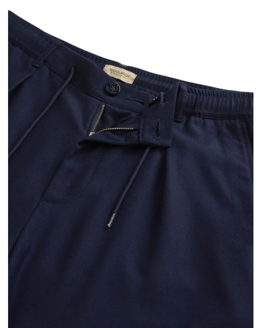 Woolrich Blue Pleated Drawstring Trousers for men