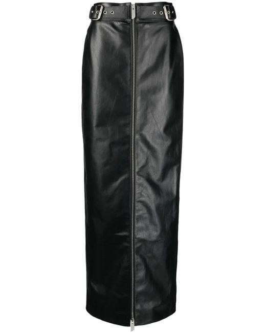 Gcds Black Logo-Embossed Leather Maxi Skirt
