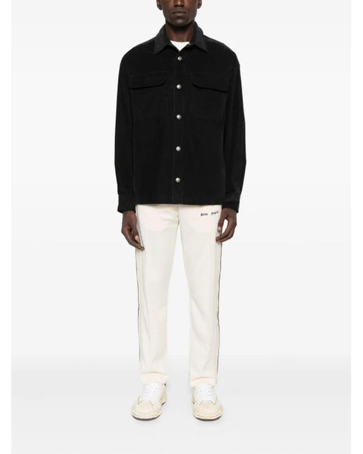 Palm Angels Black Corduroy Button-Fastening Overshirt for men
