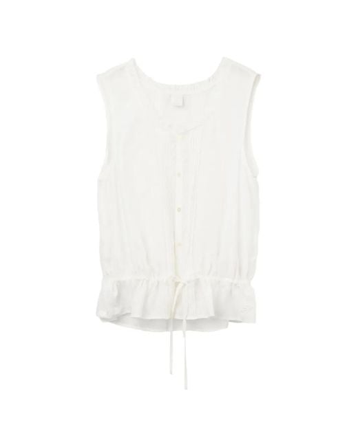 AAPE BY A BATHING AP White Pin-Tuck Drawstring Top