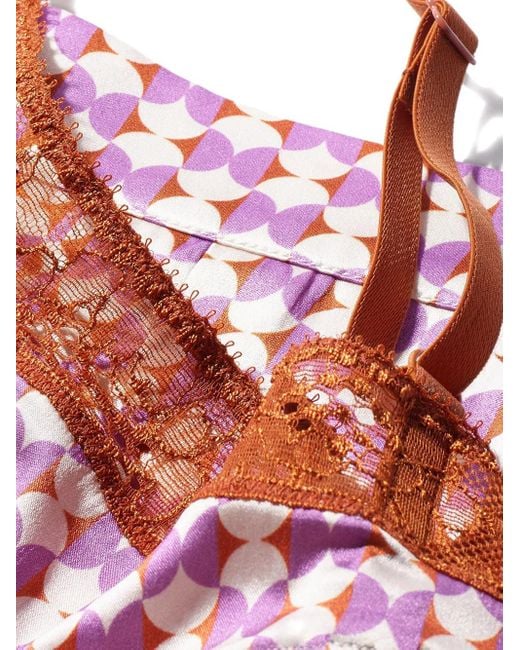 Eres Pink Clip Geometric-Print Silk Pyjama Trousers