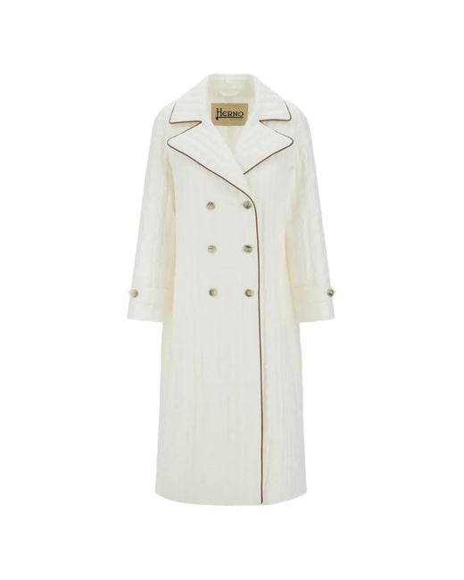 Herno White Lapel Double-Breasted Coat