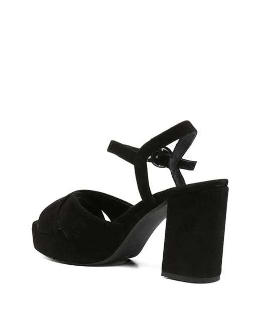 Julie Dee Black Crossover-Strap Sandals
