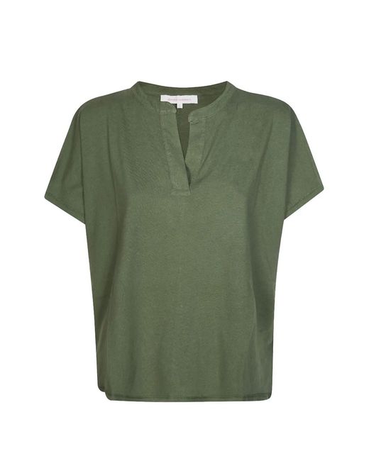 ABSOLUT CASHMERE Green V-Neck Short-Sleeve Top