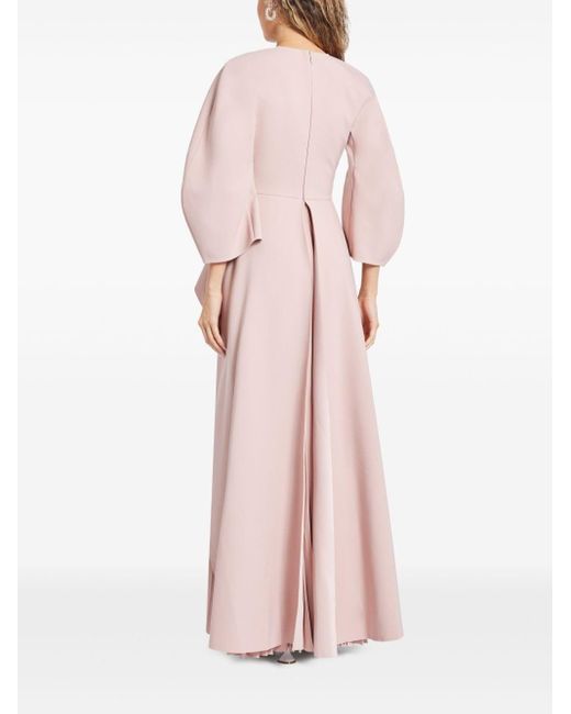 Solace London Pink Maia Draped Pleated Gown