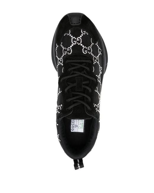 Gucci Black Mesh Runners With Crystals