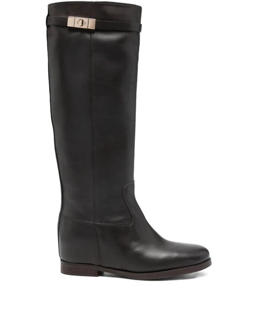 Julie Dee Black Buckle Strap Boots