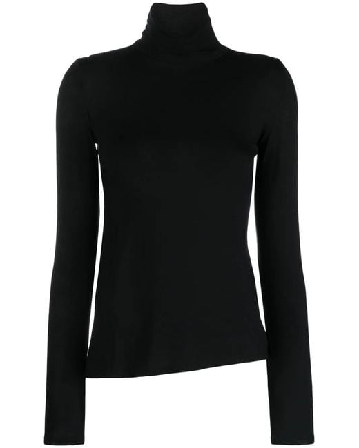 Elisabetta Franchi Black Roll-Neck Side-Slit Top