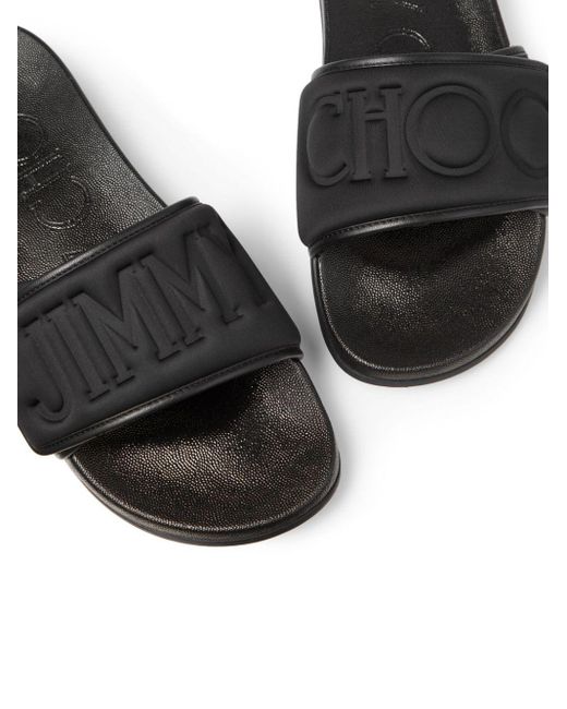 Jimmy Choo Black Fitz/m Logo-debossed Slides for men